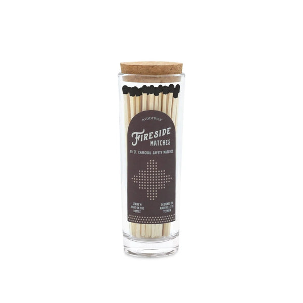 Paddywax Fireside Tall Safety Matches - Charcoal Tip in Glass - black flamingo store