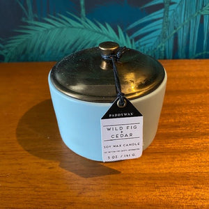 Paddywax Hygge Ceramic candle - Blue - Wild fig + Cedar (141G) - black flamingo store