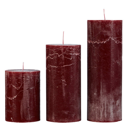 Rustic Pillar Candles in Bordeaux - black flamingo store