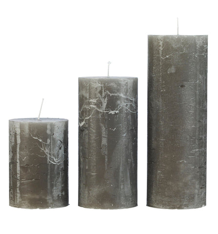 Rustic Pillar Candles in Gray - black flamingo store