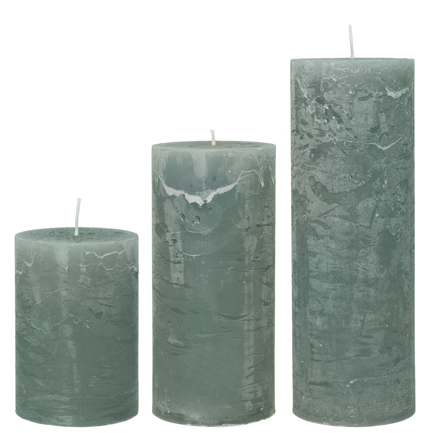 Rustic Pillar Candles in Moss - black flamingo store