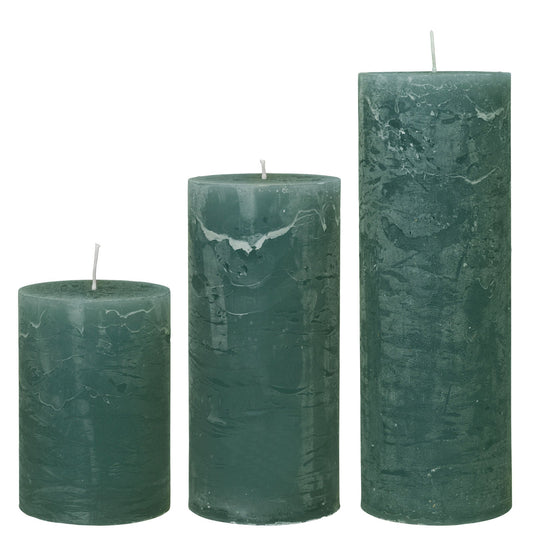 Rustic Pillar Candles in Olive - black flamingo store