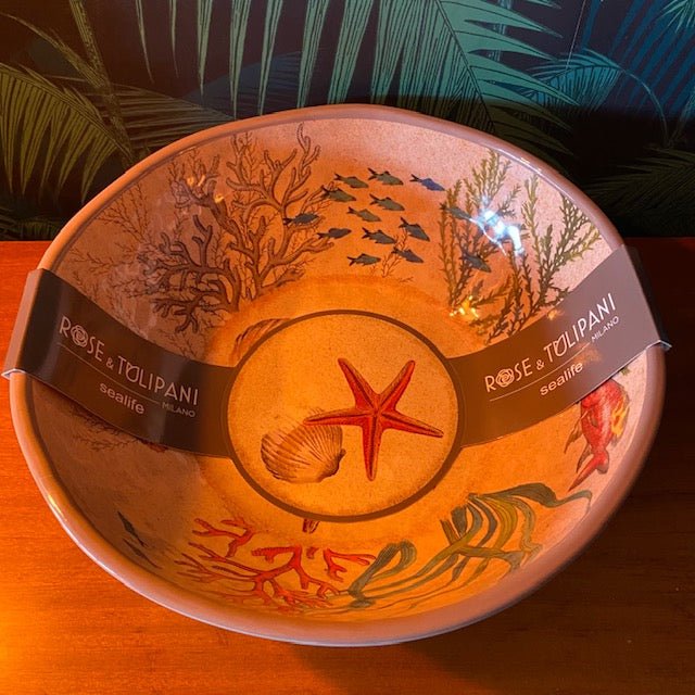 SEA LIFE Medium Melamine Salad Bowl 28cm - black flamingo store