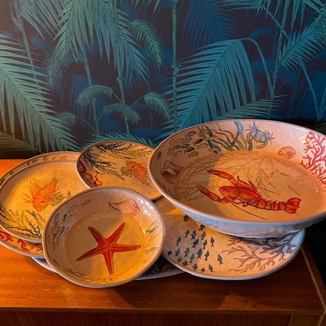 SEA LIFE Set of 2 Melamine Salad Plates Gift Boxed - black flamingo store