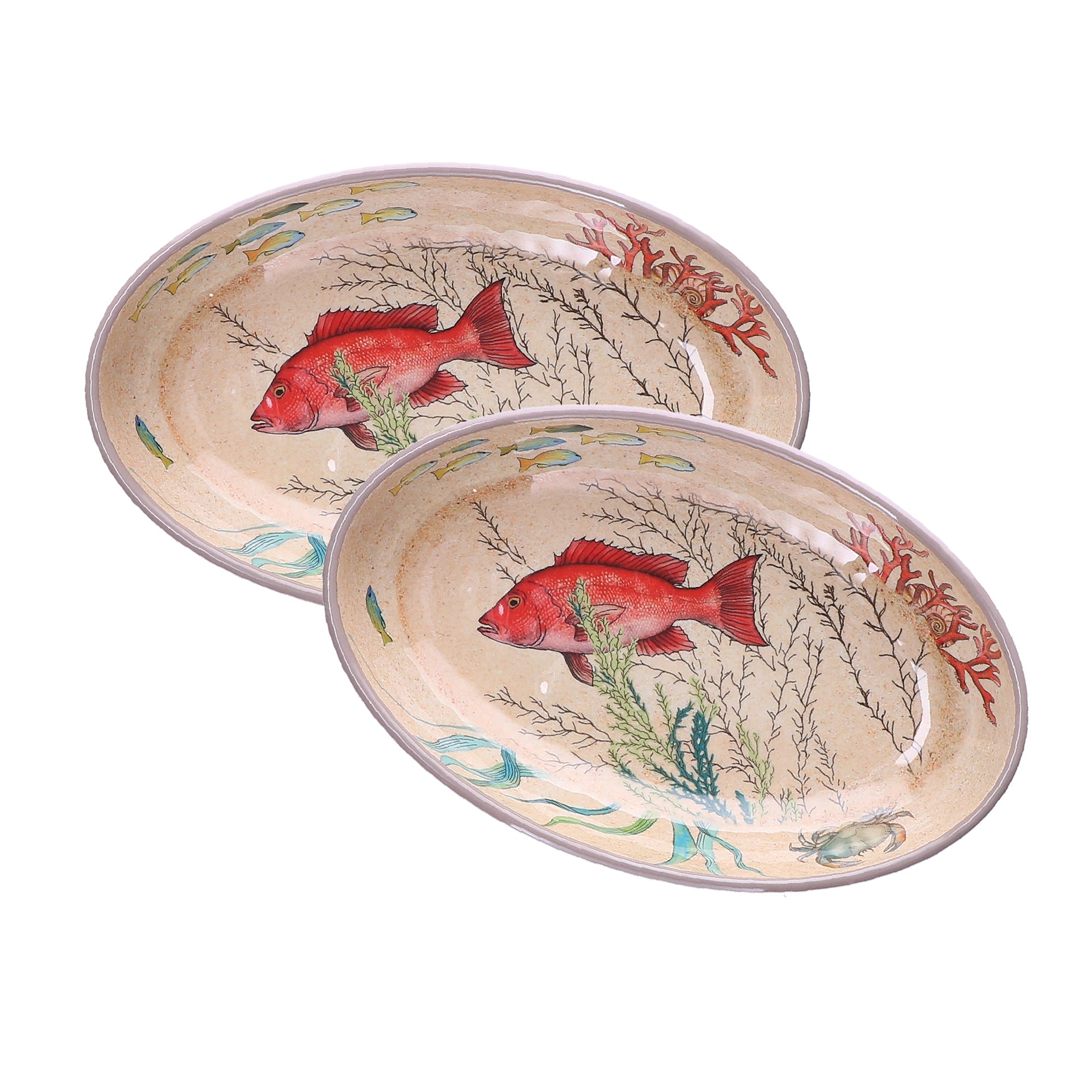 SEA LIFE Set of 2 Oval Melamine Plates Gift boxed - black flamingo store