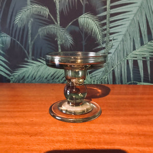 Small Pillar Candle Holder in Moss Green Glass - black flamingo store