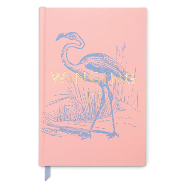 Winging It Hard Cover Notebook - black flamingo store